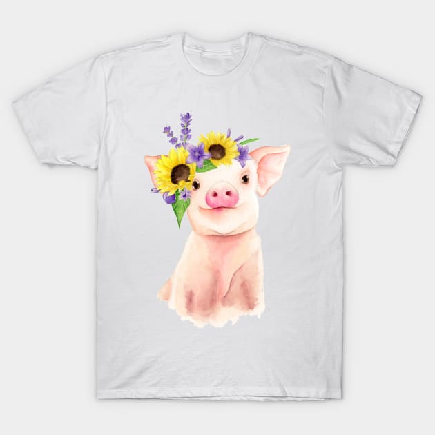 Blossoming Piglet T-Shirt by SabinasArts